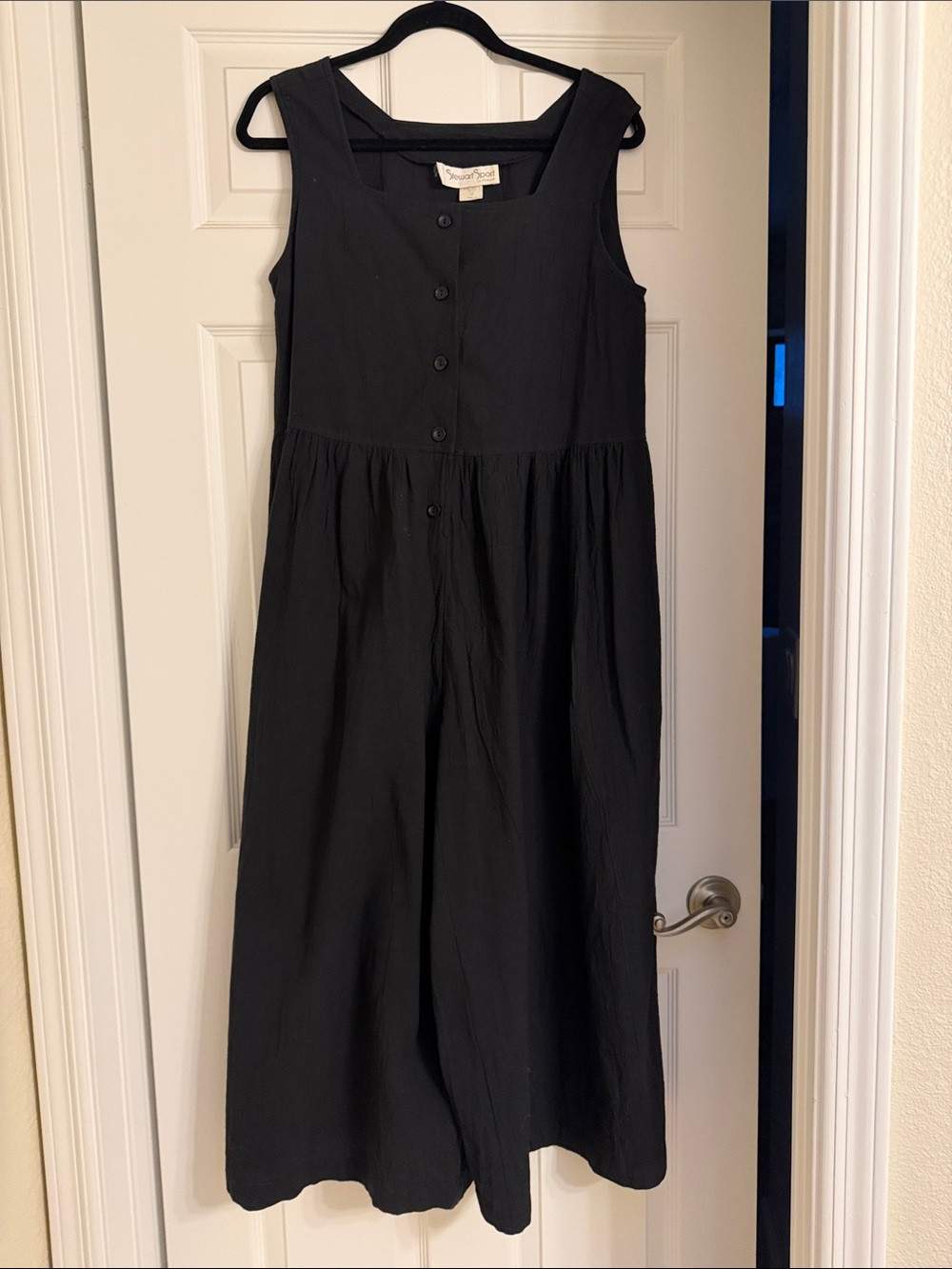 Black Button-Front Sleeveless Jumpsuit